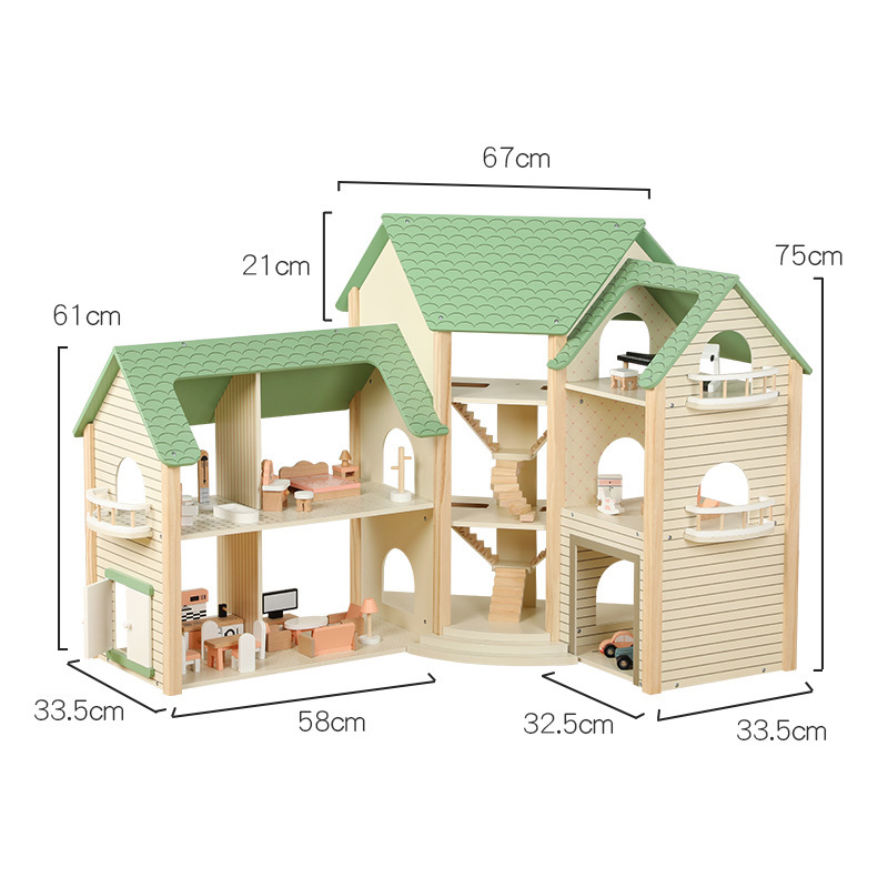 Suchen Sie nach einem modularen Eckholzpuppenhaus für Ihre Einzelhandelslinie?